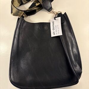 Adorned Large Crossbody Bag in Black Vegan Leather, NWT